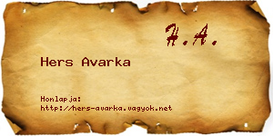 Hers Avarka névjegykártya